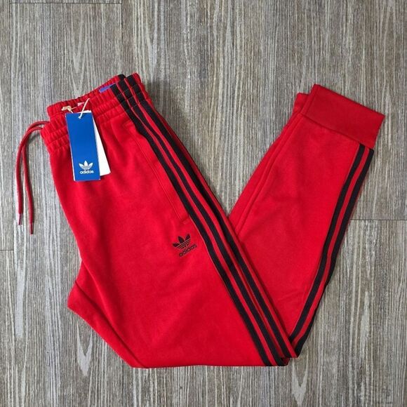 Adidas Originals Superstar Firebird Track Pants Red Black Men's Small S IZ0034 - Picture 1 of 11